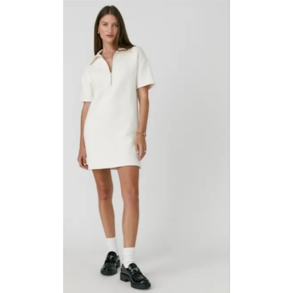 Reformation Hampton Sweat Dress Cotton With Fleece Lining In Cream Size Medium